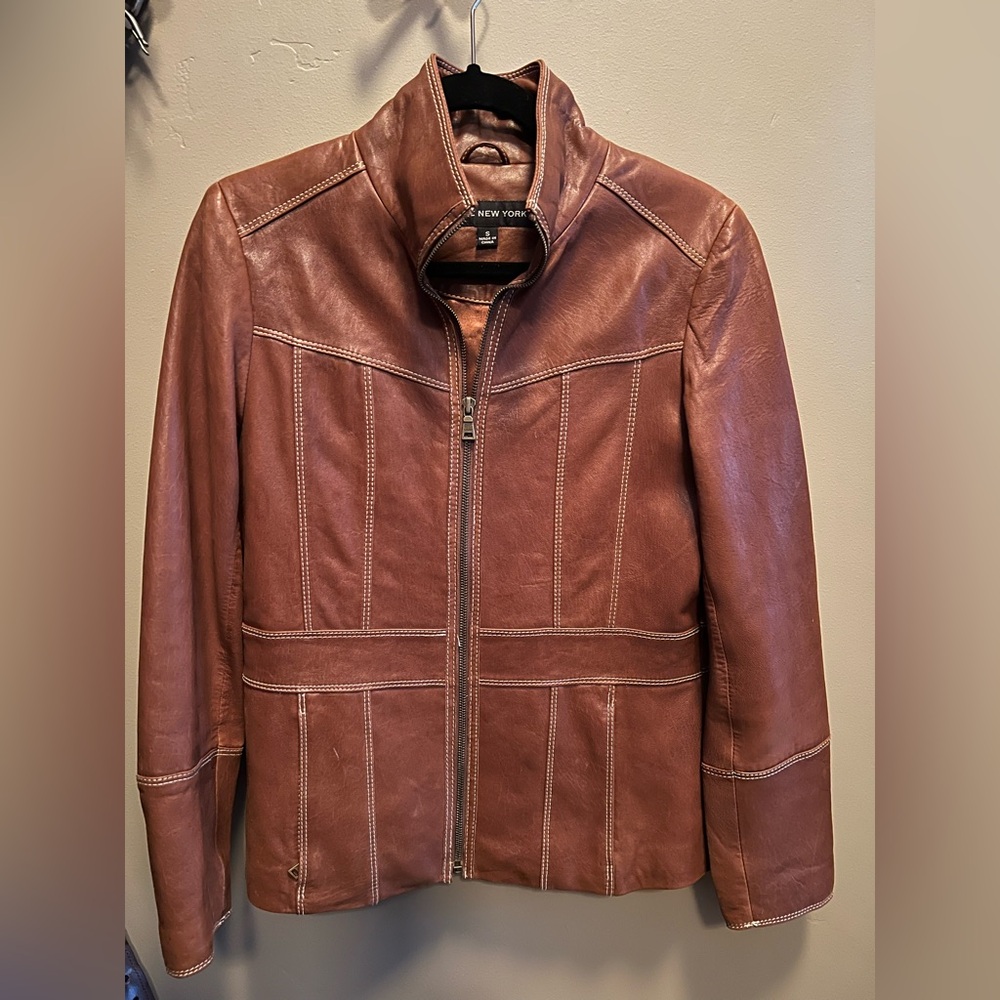Marc New York Women’s Lambskin Leather Brown Size S, Zipper front